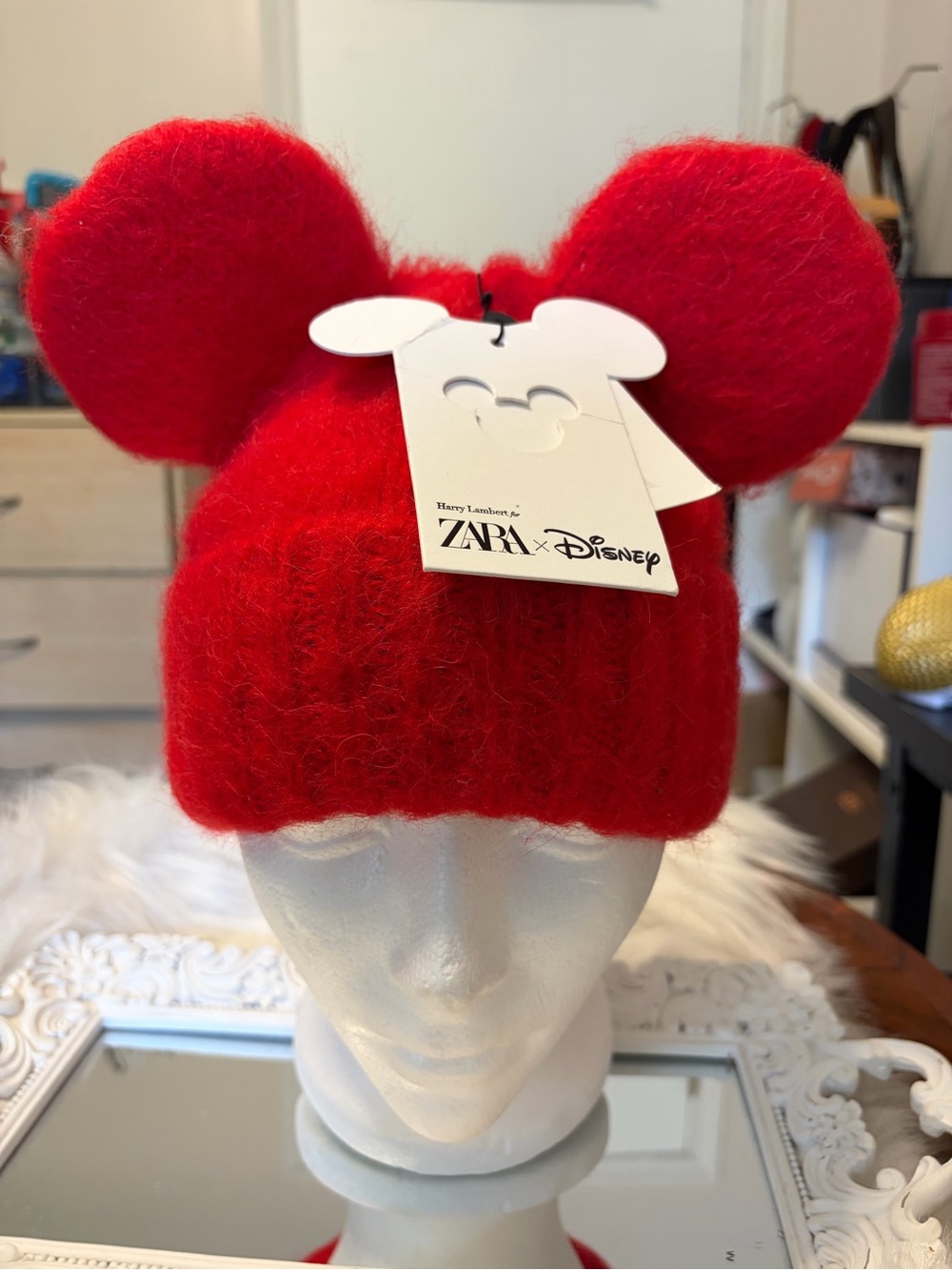 NWT Zara Disney Red Kids Mouse-Ear Hat
